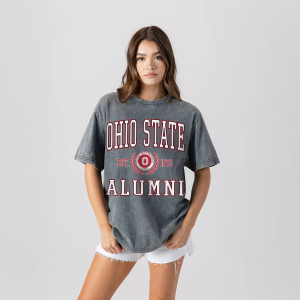 Gameday Couture Women's Ohio State Buckeyes Grey Snow Wash T-Shirt, Medium, Gray | Great Mother's Day Gift