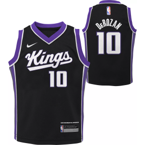 Nike Little Kids' Sacramento Kings Demar Derozan #10 Black Swingman Icon Jersey, Small