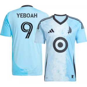 adidas Adult Minnesota United FC Kelvin Yeboah #9 2025 Secondary Replica Jersey, Men's, Small, Blue