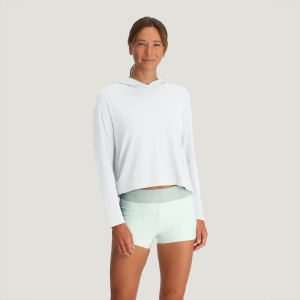 Free Fly Women's Bamboo Shade Crossover Hoodie, Medium, Bright White | Great Mother's Day Gift