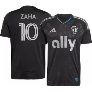 adidas Adult Charlotte FC Wilfried Zaha #10 2025 Secondary Replica Jersey, Men's, Small, Black
