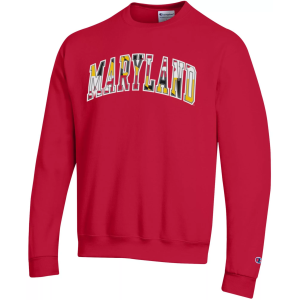 Champion Men's Maryland Terrapins Scarlet State Pride Crewneck Sweatshirt, Large, Red