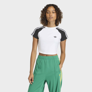 adidas Originals Women's 3-Stripe Baby Tee, XS, White/Black/White | Great Mother's Day Gift