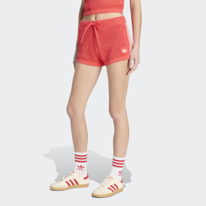 adidas Originals Women's Knitted Crochet Shorts, XS, Semi Lucid Red