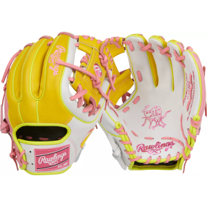 Rawlings 11.5" Omaha Beach Ball Heart of the Hide Series Glove, Yellow/Black/White