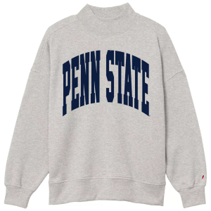 League-Legacy Women's Penn State Nittany Lions Grey Diana Mock Neck Sweatshirt, Small, Gray