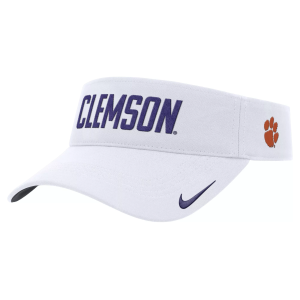 Nike Adult Clemson Tigers White Ace Practice Visor Cap, Men's, Medium/Large