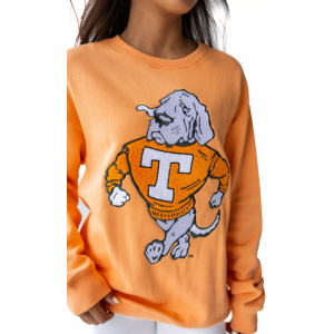 Gameday Social Women's Tennessee Volunteers Sherbert Mascot Crewneck Sweatshirt, Large, Pink