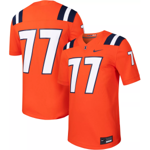 Nike Men's Illinois Fighting Illini #77 Orange Replica Alternate Football Jersey, Small