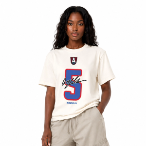 round21 Adult Atlanta Dream Off White Angel Reese #5 Motion Strength T-Shirt, Men's, Medium