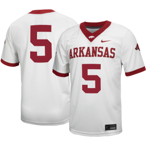 Nike Men's Arkansas Razorbacks #5 White Replica Football Jersey, Small