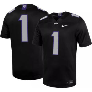 Nike Men's TCU Horned Frogs #1 Black Alternate Replica Football Jersey, Small
