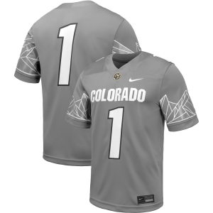 Nike Men's Colorado Buffaloes #1 Grey Prime Effect Football Jersey, Small, Gray