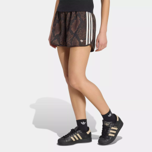 adidas Originals Women's Snake Print Satin Shorts, Small, Snake Print/Aurora Coffee