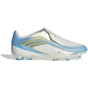 adidas Kids' F50 Messi League Laceless FG Soccer Cleats, Size 2, White/Blue