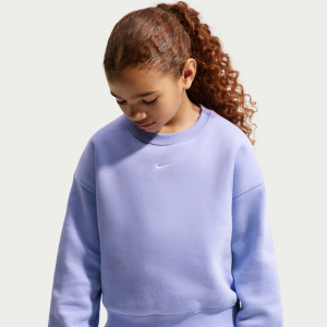 Nike Girls' Studio Fleece Boxy Crew, XL, Light Thistle/White