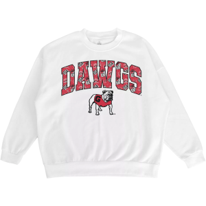 Gameday Couture Women's Georgia Bulldogs White Fleece Drop Shoulder Crewneck Sweatshirt, Large