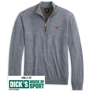 Johnnie-O Men's Texas Longhorns Light Gray Raynor Merino 1/4 Zip Sweater, Large | Great Father's Day Gift