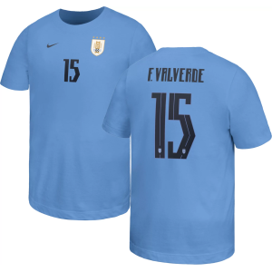 Nike Adult Uruguay Federico Valverde #15 Home T-Shirt, Men's, Blue | Great Father's Day Gift
