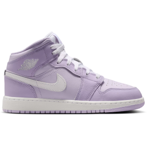 Air Jordan 1 Kids' Grade School Mid Shoes, Size 6, Violet Mist/White-Barely Grape