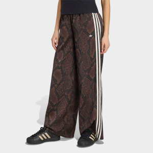 adidas Originals Women's Satin Snake Print Wide Leg Track Pants, XL, Snake Print/Aurora Coffee