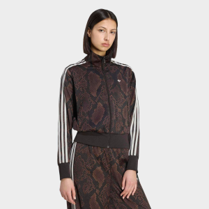 adidas Originals Women's Satin Snake Print Firebird Track Jacket, Medium, Snake Print/Aurora Coffee
