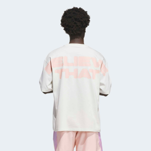 adidas Men's Anthony Edwards Believe That Graphic T-Shirt, XL, Cloud White/Haze Coral