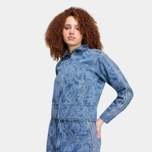 adidas Originals x Liberty London Women's Firebird Denim Tracktop, XXS, Medium Vintage Denim/Light Denim