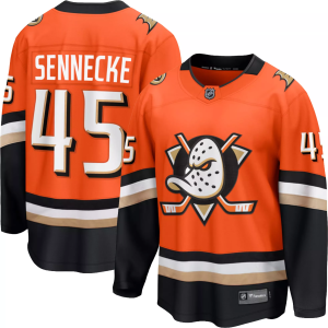 Fanatics Men's Anaheim Ducks Beckett Sennecke #45 Orange Home Replica Jersey, XL