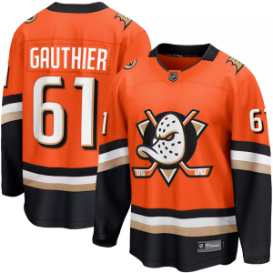 NHL Men's Anaheim Ducks Orange Cutter Gauthier #61 Home Replica Jersey, Large