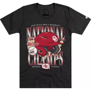 Homefield Homefield Adult 2026 College World Series Baseball Champions Oklahoma Sooners Helmet T-Shirt, Men's, Small, Black - $40.00 at DICK'S Sporting Goods