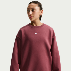 Nike Girls' Studio Fleece Oversized Crew, XL, Pink Smoke/White