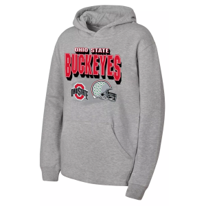 NCAA Youth Ohio State Buckeyes Heather Gray Throwdown Crewneck Sweatshirt, Small