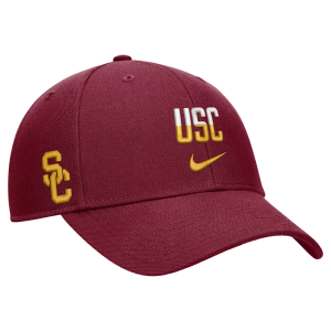 Nike Adult USC Trojans Crimson Rise Game Day Structured Adjustable Hat, Men's, Medium/Large, Red