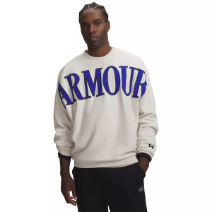 Under Armour Men's Icon Heavyweight Terry Graphic Crew, Medium, Summit White/Team Royal