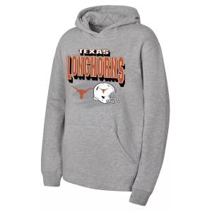 NCAA Youth Texas Longhorns Heather Gray Throwdown Crewneck Sweatshirt, Medium