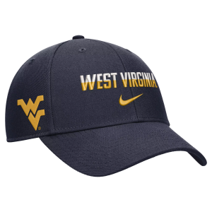 Nike Adult West Virginia Mountaineers Navy Rise Game Day Structured Adjustable Hat, Men's, Medium/Large, Blue