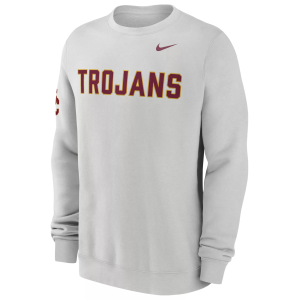 Nike Men's USC Trojans Photon Dust Club Crewneck Sweatshirt, Small, White