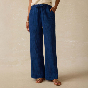 Faherty Women's Dune Cotton Gauze Pant, Small, Dark Indigo Wash