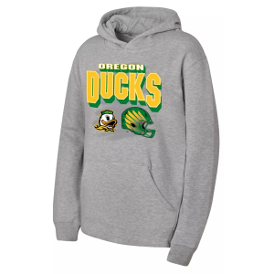 NCAA Youth Oregon Ducks Heather Gray Throwdown Crewneck Sweatshirt, Small