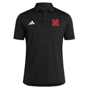 adidas Men's Nebraska Cornhuskers Black Ultimate Stripe Coaches Polo, Small
