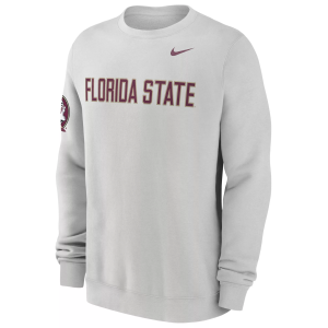 Nike Men's Florida State Seminoles Photon Dust Club Crewneck Sweatshirt, Small, White