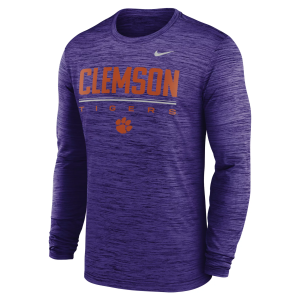 Nike Adult Clemson Tigers Dri-FIT Velocity Long Sleeve Shirt, Men's, Large, Purple