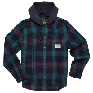 Howler Brothers Men's Salvo Hooded Blanket Flannel, Large, Mesa Plaid/Midnight
