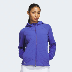 adidas Women's Ultimate365+ Course Control Quilted Hooded Jacket, XL, Dual Indigo
