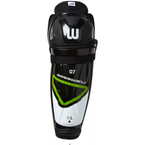 Winnwell Q7 Hockey Shin Guards- Youth, Kids, Size 11, Black