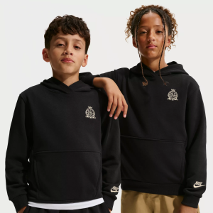 Nike Kids' Club Fleece French Terry Hoodie, Small, Black/Black/Sanddrift/(Sanddrift)