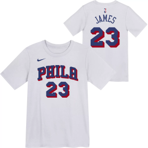 Nike Little Kids' Philadelphia 76ers LeBron James Association T-Shirt, Size 5/6, White