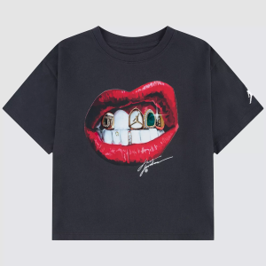 Jordan Girls' Grillz Graphic Tee, Small, Off Noir