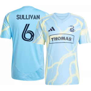 adidas Adult Philadelphia Union Cavan Sullivan #6 2025 Secondary Replica Jersey, Men's, Small, Blue